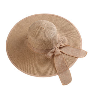 Sombrero de ala ancha plegable <span class=keywords><strong>con</strong></span> lazo grande de verano para mujer Sombrero de <span class=keywords><strong>playa</strong></span> de paja para el sol - Product Image 6