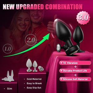 Set di 3 Tappi Anali in <span class=keywords><strong>Silicone</strong></span> per Allenamento con Telecomando, <span class=keywords><strong>Plug</strong></span> <span class=keywords><strong>Anale</strong></span> Vibrante e Massaggiatore Prostatico, Giochi e Giocattoli Sessuali per Adulti - Product Image 2