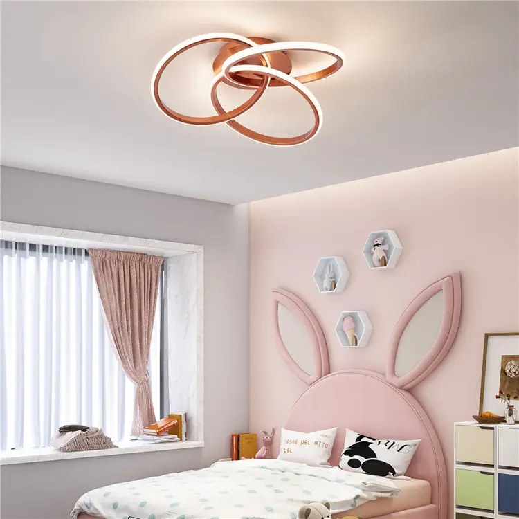 Lámpara Led de techo de aluminio para sala de estar, iluminación inteligente de Interior para el hogar, estilo moderno, 56W, color dorado