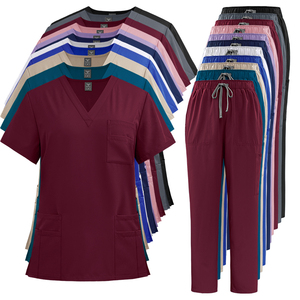 VIAOLI Uniformes chirurgicaux unisexes d'hôpital personnalisés costumes femmes col en V haut <span class=keywords><strong>pantalon</strong></span> droit soins infirmiers salon médical ensembles uniformes - Product Image 2
