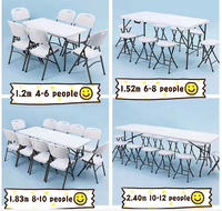 Table pliante portable rectangulaire en plastique HDPE bon marché Table et chaises pliantes de jardin pour les fêtes et les événements