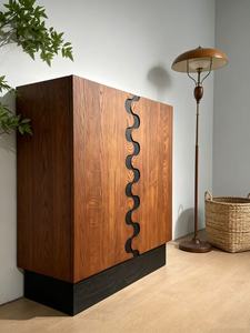 Premium Unique Wave Door Solid Wood Sideboard Creative Art Deco Design <b>Large</b> Storage Mid Century Modern Credenza For Living Room - Product Image 6
