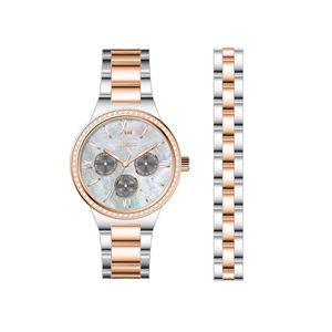 Reloj de Mujer con Esfera de Nácar, Correa de Metal, Movimiento de Cuarzo, Resistente al Agua, Conjunto de Pulsera de Moda para Negocios, Fiestas y Uso Diario - Product Image 3