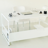 Bureau de jeu Monster Pro Modern White avec grand plateau et tapis de souris antidérapant surdimensionné, éclairage LED sous l'étagère