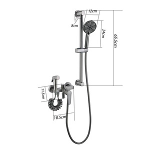 Set <span class=keywords><strong>Doccia</strong></span> a Parete a 3 Vie di Alta Qualità, Cromo Spazzolato e Grigio Canna di Fucile, Sistema <span class=keywords><strong>Doccia</strong></span> con Miscelatore e Pistola Bidet Pressurizzata - Product Image 1