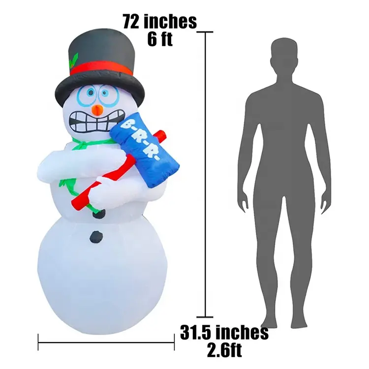 Party Xmas Decoration 4ft Christmas Inflatable Shivering Snowman for Garden