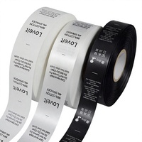 Vente directe usine – Ruban satin uni blanc/noir 24 mm, étiquette « Nettoyage à sec uniquement », tissu satiné en gros