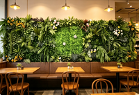 Mur végétal simulé, plantes vertes d'intérieur, mur d'images de verdure verticale