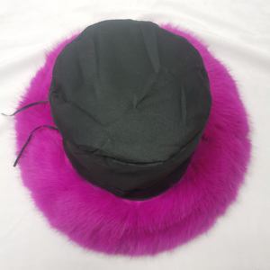 Chapeau seau en fausse fourrure épaisse et moelleuse pour femmes, rose chaud, bleu royal, fourrure de renard blanche, chapeau d'hiver chaud pour fête - Product Image 6