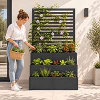 Bac de Jardin Surélevé Mobile en Gros avec Treillis, en Acier Galvanisé Thermolaqué, Écologique, pour Légumes, Herbes et Fleurs