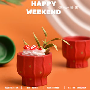 Macetas de Flores Rojas y Verdes de Resina, Cabujón Plano para Manualidades, Accesorios Hechos a Mano, Decoración de Figuras en Miniatura - Product Image 3