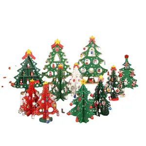 Presentes De Natal 3D Mini Árvore De Natal Janela Display Artesanato Tabletop Árvore De Natal De Madeira