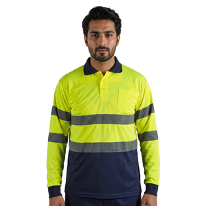 Camiseta de Seguridad Reflectante de Manga Larga con Protección Solar Superior, Material Transpirable, Verde Naranja - Product Image 1