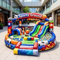 Château gonflable de qualité commerciale avec piscine à balles et toboggan, location pour fêtes en plein air, structure gonflable pour événements d'enfants