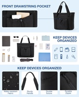 Tas Tangan Lipat Wanita Colefa, Tas Travel Bahan Nilon, Penyimpanan Laptop & Buku, Tas Travel Pantai & Gym, Tas Tote Besar Warna Pink