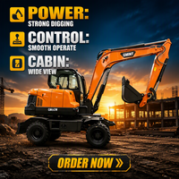 Excavator Roda Alat Berat Pemindah Tanah 6t Ban Excavator Beroda Dengan Mesin EPA EURO5