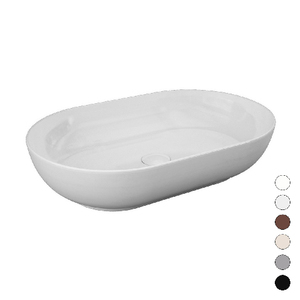 Lavabo Ovalado para Encimera de 61.5 cm, Color Beige Mate, Lavabo para Baño - Product Image 1