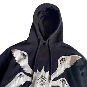 Felpa con Cappuccio 100% Cotone Personalizzata, Pullover Gotico con Angelo a 7 Occhi per Uomo, Felpa Oversize Pesante con Ricamo - Product Image 3