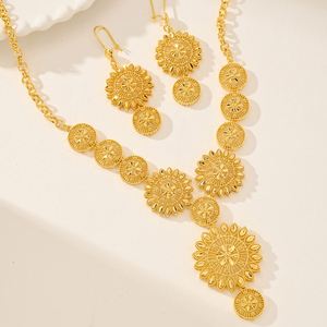 Juego de Collar y Pendientes de Oro de 24K con Baño de Oro para Novia, Regalo para Compromiso, Boda y Fiestas, Hecho de Latón - Product Image 6