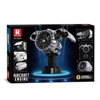 Kit de construction de modèle de moteur d'avion électrique Reobrix 33019 1813 pièces avec structure détaillée, pièces rotatives et base de présentation