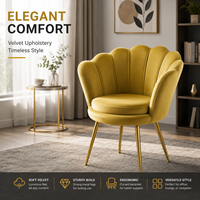 Fauteuil élégant en velours avec pieds finition or, coussin haute densité, fabriqué en usine