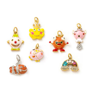 Merveille fantaisiste pour enfants | Breloques émaillées en acier inoxydable plaqué or PVD 18 carats pour la fabrication de bijoux à bricoler soi-même | Pendentifs ludiques pour enfants - Product Image 1