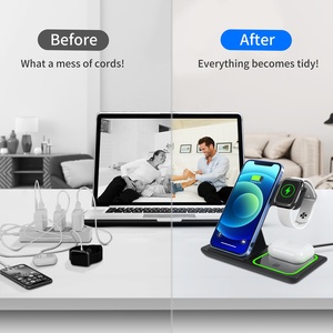 Đế Sạc Nhanh 15W QI 3 Trong 1, Đế Sạc Điện Thoại Di Động Tiện Dụng Cho <span class=keywords><strong>iPhone</strong></span> Apple Watch Airpods, Bộ Sạc Không Dây 3 Trong 1 Có Thể Gập Lại - Product Image 4