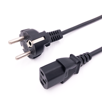 Cable de Alimentación Europeo de PVC de 3 Pines, Tipo Moldeado, 16A, 220V, Enchufe Recto, IP20, Uso Residencial, Alta Calidad, con Certificación CE