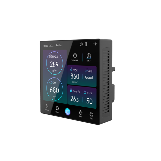 High Quality Humidity Temperature CO2 VOC PM2.5 Display Smart Ventilation Controller With Tuya App for Home