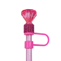 Vente en gros de décorations personnalisées pour pailles de 10 mm pour gobelets, breloques en silicone pour pailles avec strass et diamants, OEM, faible MOQ