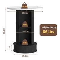 SENYU Table de bar ronde de 27,5 pouces avec rangement caché à 2 niveaux, table de bistrot en bois de 38,1 pouces de hauteur avec repose-pieds, table de cocktail rustique