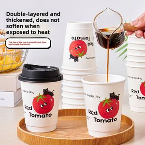 Gobelet en papier à double paroi épaissi de 12 oz pour boissons chaudes/froides, lait de soja et usage domestique – Idéal pour les plats à emporter - Product Image 3