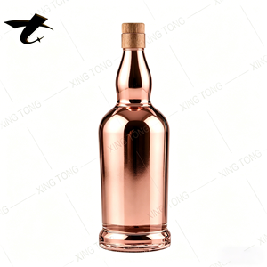 Botella de Vidrio Transparente Electrochapada de 500ml, 700ml, 750ml, Vacía, con Tapón de Corcho para Vodka, Brandy, Whisky, <span class=keywords><strong>Tequila</strong></span> - Product Image 3