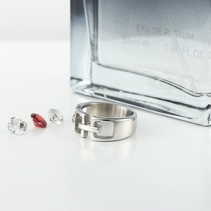 yunnique Men's Geometric <b>Titanium</b> Steel <b>Ring</b> Silver Hollow Punk Style Fashion Jewelry Gift - Product Image 4
