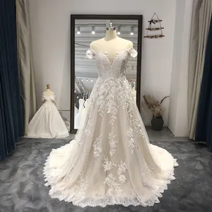 Sweetheart Neck Off the Shoulder Lace Bride Dress Appliqued Court Train A-Line Wedding Gowns 2024 RL078