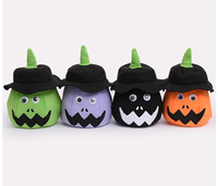 Holdfly Seau à bonbons d'Halloween personnalisé avec nom, en forme de citrouille LED en peluche, sac fourre-tout réutilisable pour enfant, pour la collecte de bonbons, vente en gros