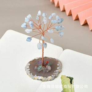 Natural Agate Base <b>Crystal</b> <b>Tree</b> With Copper Wire Handmade Home Decoration - Product Image 1