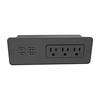 Prise murale encastrée pour bureau d'hôtel, 3 prises AC, résistante au feu, avec 4 ports USB-C