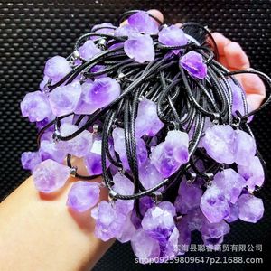 Amethyst <b>Raw</b> Stone Pendant Natural <b>Crystal</b> Necklace Unisex Gift Jewelry - Product Image 4