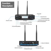 Mikrofon Headset Dinamis Nirkabel UHF PLL Portabel Laris Manis, Dual Channel dengan Kompatibilitas Smartphone, Stand Logam Plastik