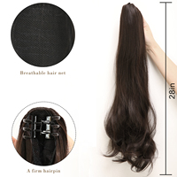 Prix de gros Rabos De Cavalos 30 Pouces Extensions de cheveux Extensions de queue de cheval noire Perruque synthétiques Vendeurs de perruques pour femmes