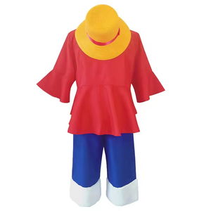 Costume de cosplay <span class=keywords><strong>One</strong></span> <span class=keywords><strong>Piece</strong></span> pour enfants, tenue de cosplay <span class=keywords><strong>Luffy</strong></span>, veste, vêtements, chapeau de paille, chaussures, accessoires de costume - Product Image 4