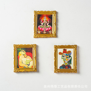 Imán de Resina para Refrigerador con Marco Dorado de Pinturas Famosas Mundiales, Recuerdo, Regalo, Decoración - Product Image 5