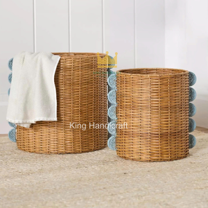 Organizador de Ropa de Ratán Hecho a Mano, Cesta de Almacenamiento Moderna, Color, Forma y Logotipo Personalizables, Organizador Multiusos para Habitación Infantil - Product Image 1