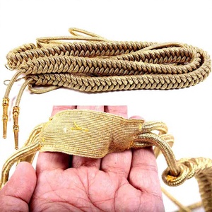 QUICK WAY INDUSTRIES Aiguillettes Ceremoniales Hechas a Medida, Accesorios para Uniformes, Trenzadas en Oro, Dos Puntas, Se Acepta Logotipo - Product Image 1