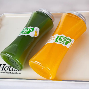 Bouteille de boisson jetable en PET avec couvercle à vis et étiquette adhésive pour thé au lait, soda, boisson, pot en plastique de forme cylindrique - Product Image 3