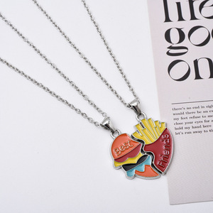 Fashion Best Friends Pendant <strong>Necklace</strong> Heart Rhinestone Colorful Drip Oil Charming Couple Friend Spliceable Pendant <strong>Necklace</strong> Gift - Product Image 5