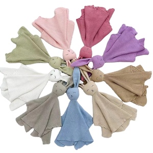 Couverture de sécurité en tricot en forme de tête de <span class=keywords><strong>lapin</strong></span> en gros, 100% coton, pour nouveau-né, <span class=keywords><strong>doudou</strong></span> <span class=keywords><strong>lapin</strong></span> - Product Image 1
