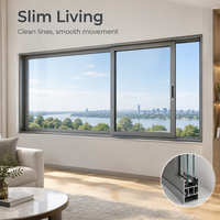 Fenêtre coulissante moderne à cadre fin, double vitrage, en aluminium, à glissière horizontale pour la maison, le salon