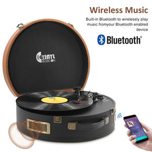 محمول بلوتوث نمط الرجعية حقيبة مشغل الفينيل خمر خزانة دوارة مع مكبر صوت خشبي اللاعبين سجل سماعة - Product Image 4